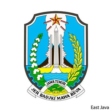 Coat of Arms of East Java is a Indonesian region. Vector emblem Ilustración de archivo