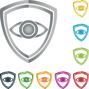 Coat of arms with eye, collection, security, logo Stock Illustration