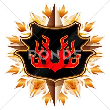 Coat of arms with flame Stock Illustration
