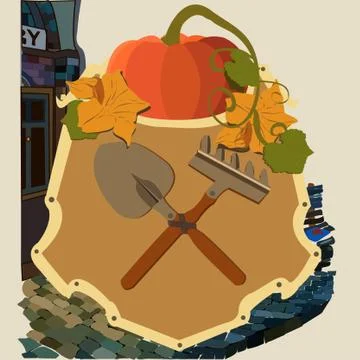 Coat of arms of gardeners. Illustrazione stock