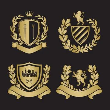 Coat of arms set. Based on and inspired by old heraldry Stock Illustration