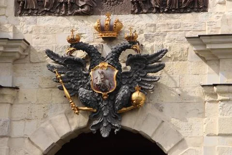 Coat of arms of a two-headed eagle Stock Photos