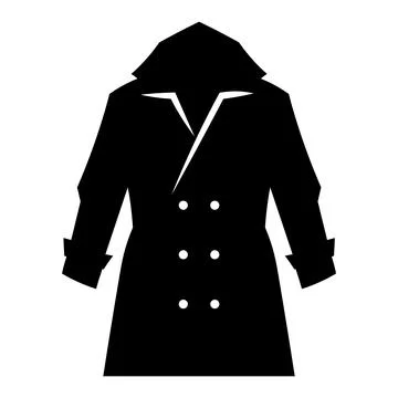Coat black vector icon on white background Illustrazione stock
