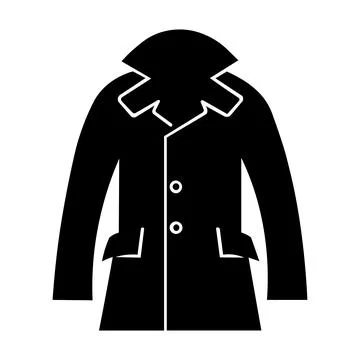 Coat black vector icon on white background Stock Illustration