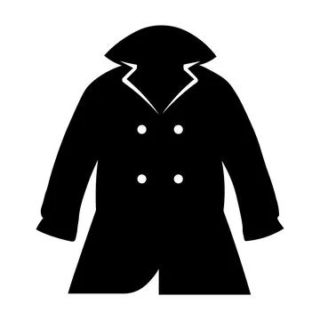 Coat black vector icon on white background Illustrazione stock