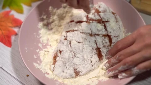 Coat Chicken with Flour (Variant 2) Stock Footage 243469332