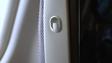 Coat Hook inside Lufthansa aircraft cabin Vídeo Stock 325761715