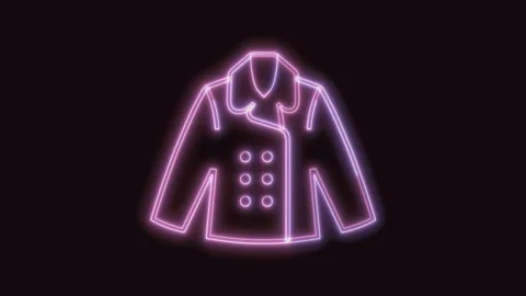 Coat Icon Neon Seamless Loop with Black Background 4K Video stock 311301428