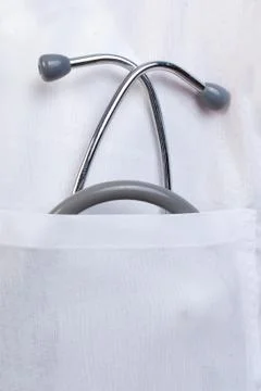 Coat with a Stethoscope in Pocket Stock Photos