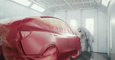 Coating of Car Body Elements with Paints and Varnishes. Automotive Paint Video stock 255620205