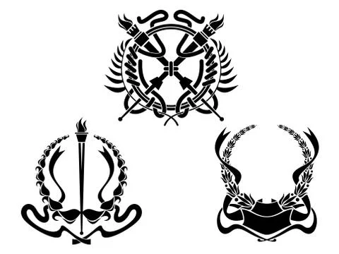 Coats of arms with heraldic elements Stockillustratie
