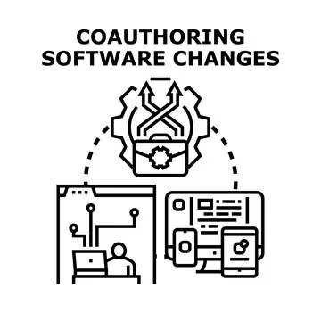 Coauthoring software development and change management using technology イラスト素材