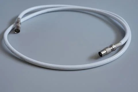 The coaxial cable is rolled into a ring Stock Photos