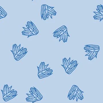 Cob corn leaf line seamless pattern Illustrazione stock