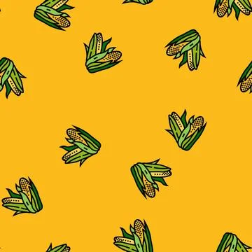 Cob corn leaf vector seamless pattern Stock Illustration