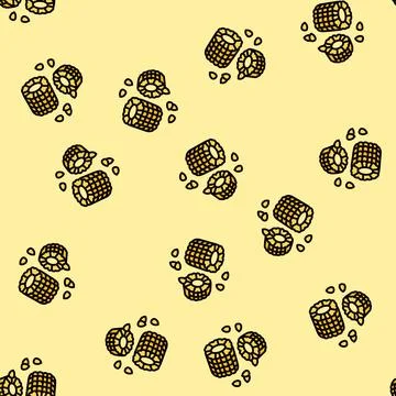 Cob grain cut yellow vector seamless pattern Stock Illustration