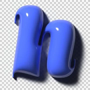 Cobalt 3D n-form is floating on transparent canvas, tubed lobes, hooked-notches, Stock Illustration