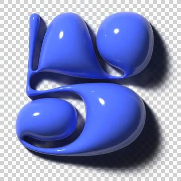 Cobalt-blue 3D form is floating on transparent backdrop, teardrop or sphere, Stock Illustration