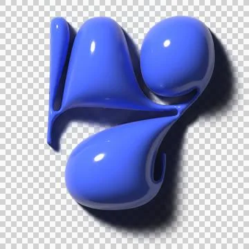 Cobalt-blue 3D form is floating on transparent bg, drops-arches, membrane, Stock Illustration