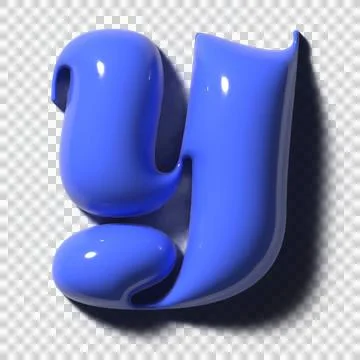 Cobalt-blue 3D g-like form is floating on transparent background, showing Stock Illustration