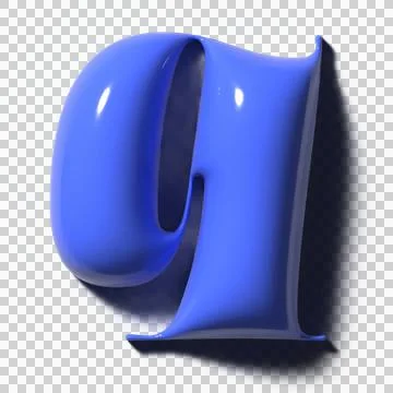 Cobalt blue 3D glyph is floating on transparent background, fused 9 and 1 with Stock Illustration