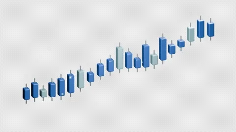 Cobalt Blue Candlestick Chart with Glowing Particles - Transparent 4K Loop Video stock 347063738