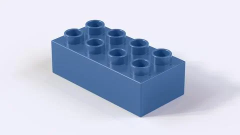 Cobalt Blue Plastic Building Block Isolated on White Background Stock Illustration