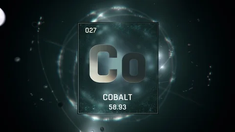 Cobalt as Element 27 of the Periodic Table 3D animation on green background Vídeo Stock 119358459