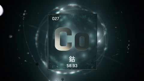 Cobalt as Element 27 of the Periodic Table 3D animation on green background 스톡 동영상 126459454