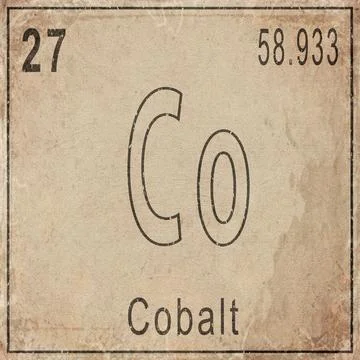 Cobalt Element Card from Periodic Table on Vintage Old Paper Stock Illustration