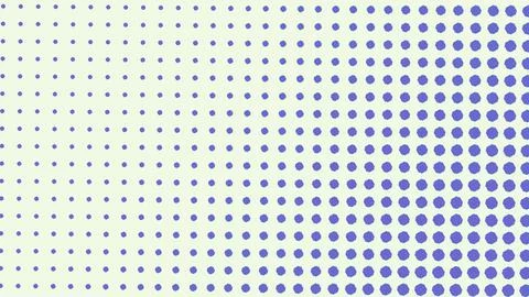 Cobalt hexagonal dots grow progressively larger across a white field, formi.. Stock Illustration