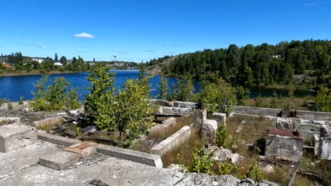 Cobalt Lake Mine Hellens Mill Site 8 and Town Skyline Stock Footage 213998928