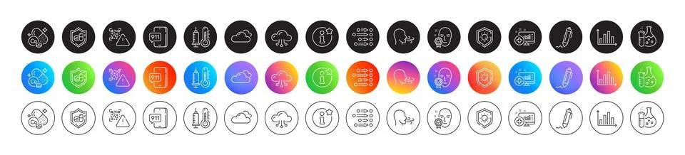 Cobalt mineral, Cloud computing and Medical analytics line icons. For web app 库存插图