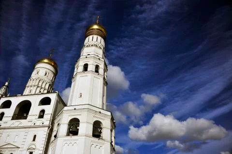 Cobalt Sky, Dramatic Clouds, Beautiful Cathedral Stock Photos