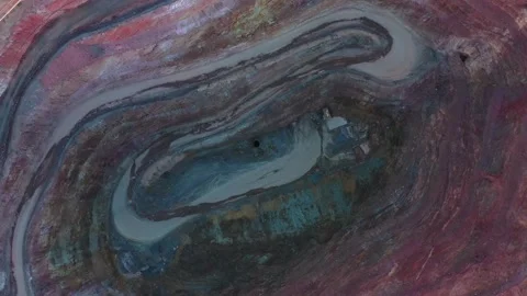 Cobar town copper ore open pit mine in Australian outback – aerial 4k. Stock Footage 168332084