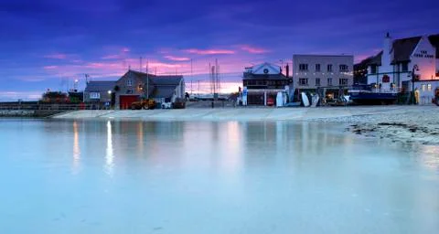 The cobb in lyme regis at sunset Stock Photos