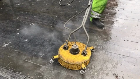 Cobble Street Cleaning machine Stock Footage 126055562