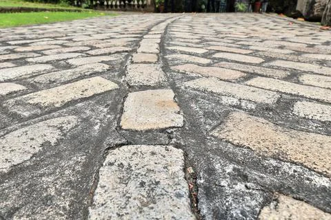 Cobbled footpath going up to Royal Gate from its Ravelin-Intramuros-Manila-PH Stock Photos