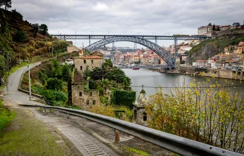 Cobbled Path Towards D. Luis Bridge Stock Photos