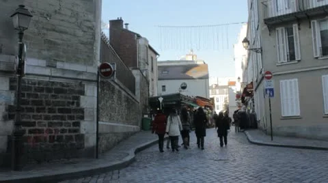 Cobbled road Paris Stock Footage
