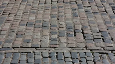 Cobbled road texture close up Stock Footage