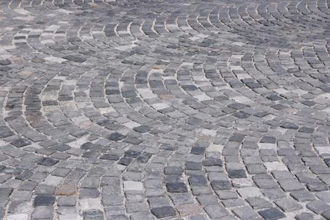 Cobbled square backgrond - cobbles pattern in Budapest, Hungary. Stock Photos