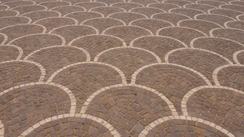 Cobbled square paved with red stone for pedestrians. Paving stone texture. Track Video stock 91142656