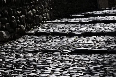 Cobbled Steps in Devon village Stock-Fotos