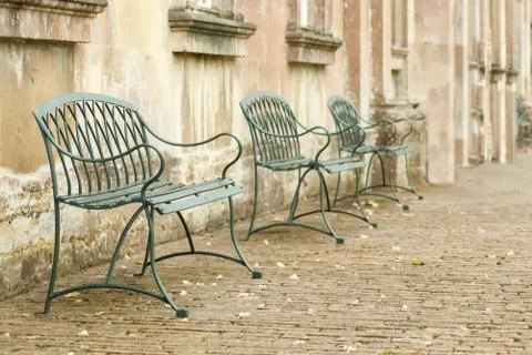 Cobbled street seating Stock Photos