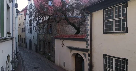 Cobbled streets of the medieval city. Stock Footage 84048200
