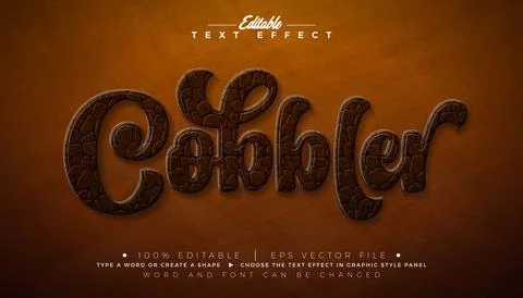 Cobbler Editable Text Effect Design Vector Graphic Style with Vintage Cut O.. Stock Illustration