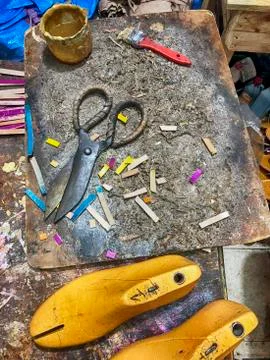 The Cobbler Workbench Foto stock