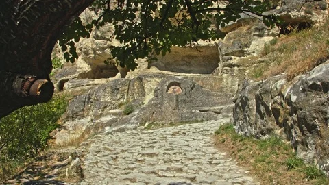 Cobblestone ancient road Stock Footage 80411401