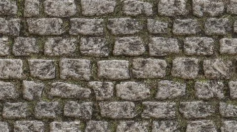 Cobblestone Ground material Parchment stone-off white green grass  texture 스톡 일러스트